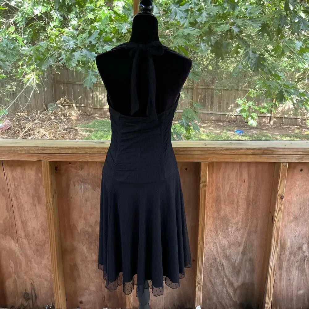 Necessary Objects Women's Vintage Y2K Black Clip Dot Open Back Dress Size L